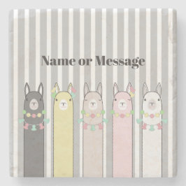 Gepersonaliseerde Leuke Retro Kleurrijke Lama's Me Stenen Onderzetter