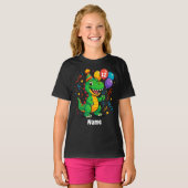 Gepersonaliseerde Leuke Verjaardag Dino T-shirt (Voorkant volledig)