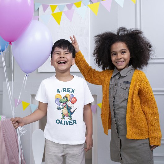 Gepersonaliseerde Leuke Verjaardag Dinosaurus T-sh Tri-Blend Shirt