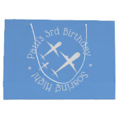 Gepersonaliseerde Leuke Vliegtuigen op Blauw, Hoog Groot Cadeauzakje (Achterkant)