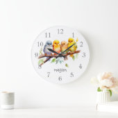 Gepersonaliseerde leuke vogels grote klok (Huis)