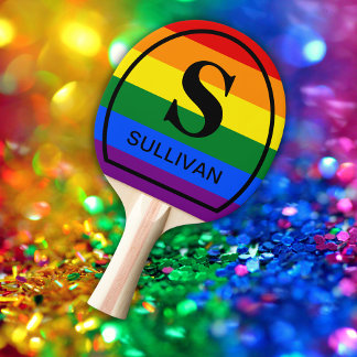 Gepersonaliseerde LGBT Gay Pride Flag Rainbow Mono Tafeltennisbatje