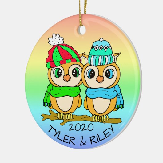 Gepersonaliseerde LGBT-Tortelduifjes - Kerstmis Keramisch Ornament (Links)