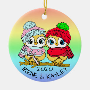Gepersonaliseerde LGBT-Tortelduifjes - Kerstmis Keramisch Ornament