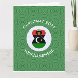 Gepersonaliseerde Libische engel kerst vlag  Kaart