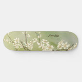 Gepersonaliseerde Licht Groen Wit Bloemen Skateboa Skateboard (Horizontaal)