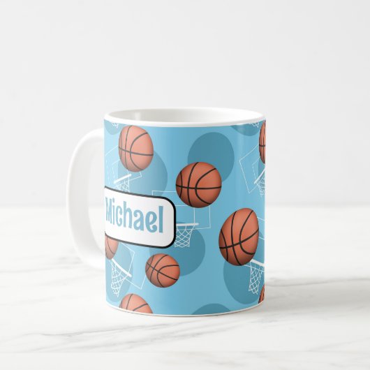 Gepersonaliseerde lichtblauwe basketbal Mok (Voorkant links)