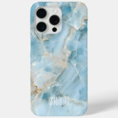 Gepersonaliseerde Lichtblauwe Edelsteen Moderne Ch Case-Mate iPhone Case (Achterkant)