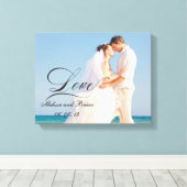Gepersonaliseerde liefde bruiloft portret canvas afdruk (Insitu (Houten vloer))
