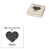 Gepersonaliseerde liefde hart Bookplate Rubberstempel (Gestempeld)