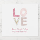 Gepersonaliseerde Liefde kleurrijke letters VALENT Sparkling Wijnetiket (Enkel label)