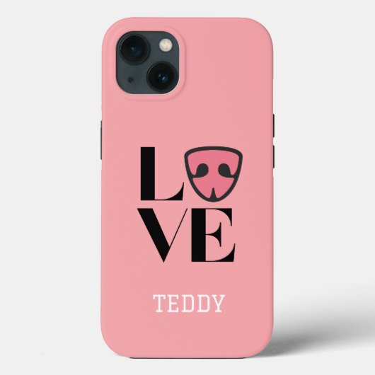 Gepersonaliseerde liefde met schattige hondenneus, Case-Mate iPhone case (Achterkant)