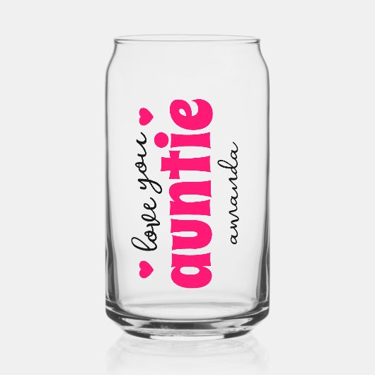 Gepersonaliseerde liefde u tante naam blikvorm glas (Voorkant)