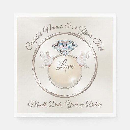 Gepersonaliseerde liefde Vogel bruiloft servetten  (Voorkant)