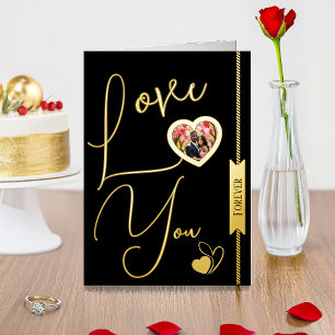 Gepersonaliseerde liefde voor altijd Valentijnsdag Folie Feestdagenkaart