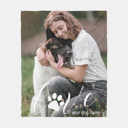 Gepersonaliseerde Liefdespoot, Print Hondenliefheb Fleece Deken (Voorkant)
