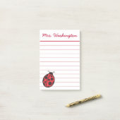 Gepersonaliseerde lieveheersbeestje Post It Notes  (Op bureau)