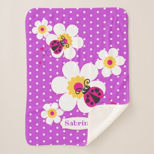 Gepersonaliseerde lieveheersbeestjes lieveheersbee sherpa deken (Voorkant)