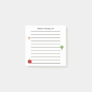 Gepersonaliseerde lijst met groenten en appels post-it® notes