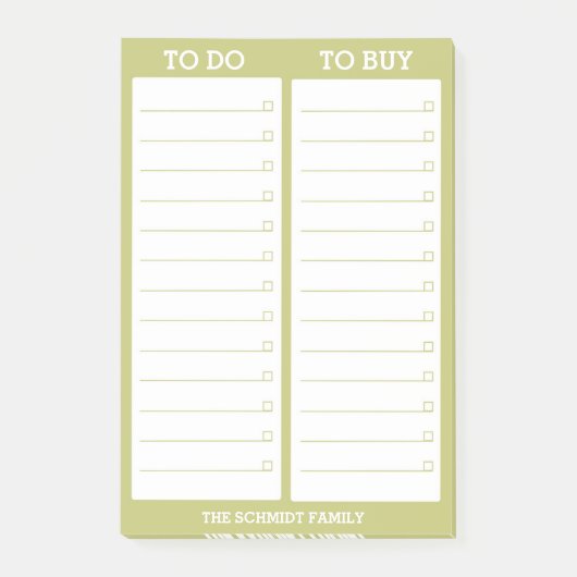 Gepersonaliseerde lijst - om te doen, om te kopen post-it® notes (Voorkant)