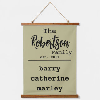 Gepersonaliseerde lijst van namen voor schrijfmach hangend wandkleed