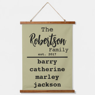 Gepersonaliseerde lijst van namen voor schrijfmach hangend wandkleed