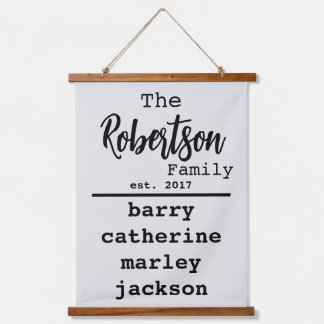 Gepersonaliseerde lijst van namen voor schrijfmach hangend wandkleed