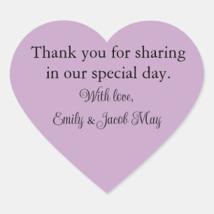 Gepersonaliseerde Lila bruiloft Hart Sticker