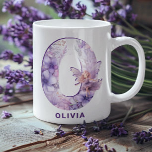 Gepersonaliseerde Lila fee Monogram O Koffiemok