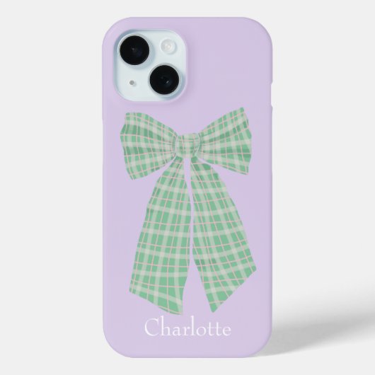 Gepersonaliseerde Lila Gingham Romantische Coquett Case-Mate iPhone Case (Achterkant)