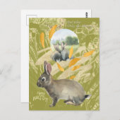 Gepersonaliseerde Limoen Collage Waterverf Konijn Briefkaart (Voorkant / Achterkant)