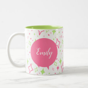 Gepersonaliseerde Limoen Pink Mok met Sterren