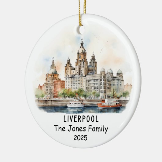 Gepersonaliseerde Liverpool Ornament, Engeland Keramisch Ornament (Links)