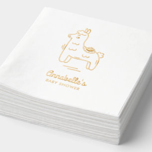 Gepersonaliseerde Llama Baby shower Schattigee gou Folie Servetten