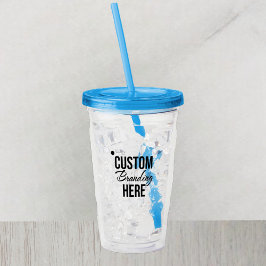 Gepersonaliseerde Logo Blue Acryl Tumbler met stro Drinkbeker