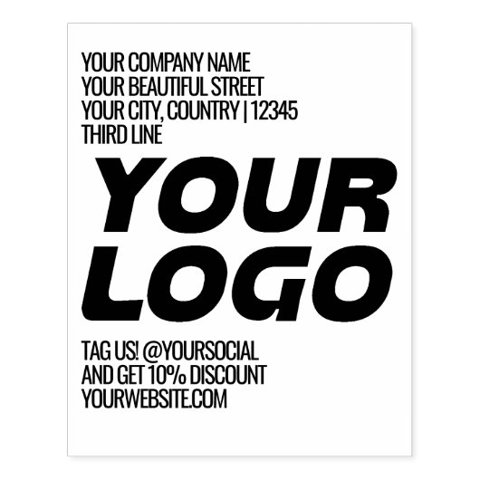 Gepersonaliseerde Logo en grote tekst Rubberstempel (Afrduk)