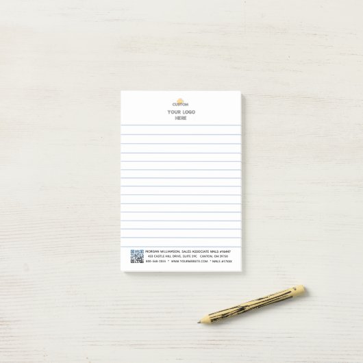 Gepersonaliseerde Logo- en QR-code Post-it® Notes (Op bureau)