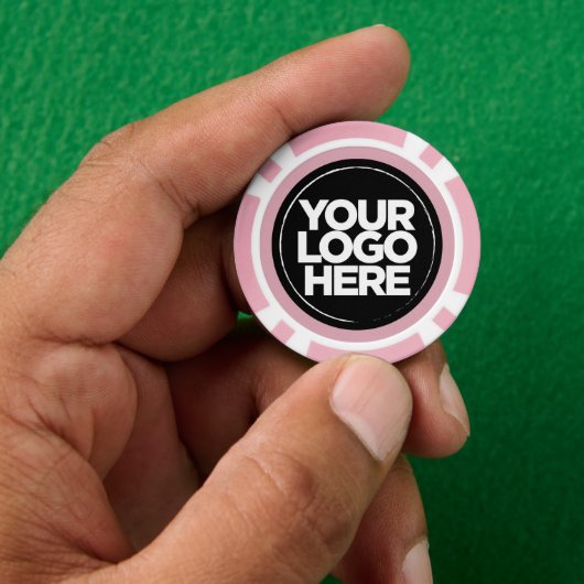 Gepersonaliseerde Logo en tekst Cool Dusty Pink Poker Chips (Hand)