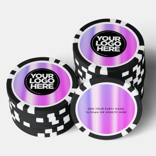 Gepersonaliseerde Logo en tekst Cool Paarse Poker Chips (Opstapeling)