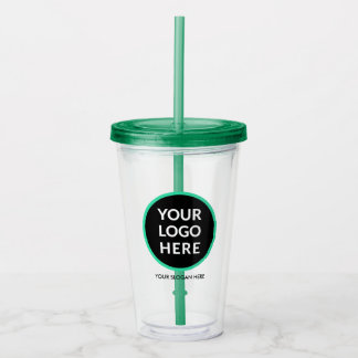 Gepersonaliseerde Logo Geen minimum met stro Acryl Drinkbeker