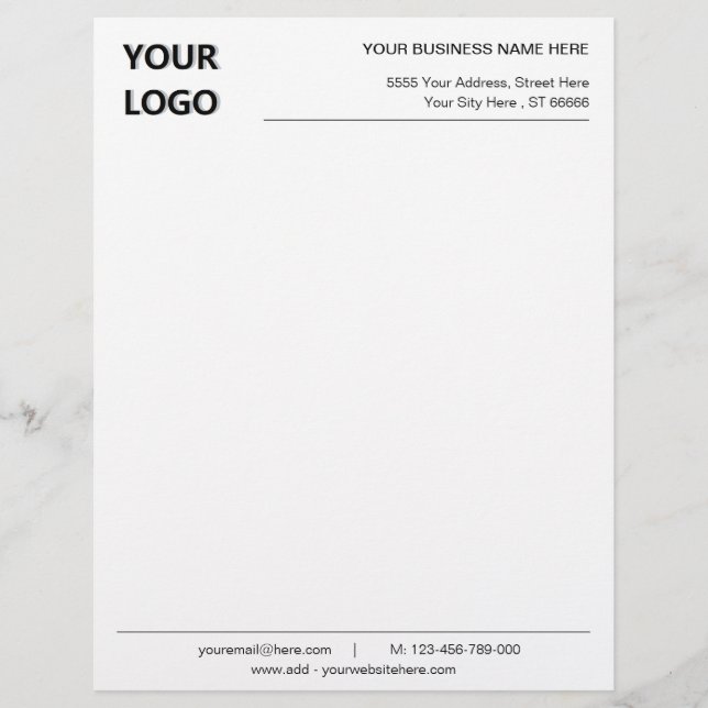 Gepersonaliseerde Logo Naam Adres Info Letterhead Briefhoofd (Voorkant)