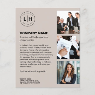 Gepersonaliseerde Logo Photo Modern Beige Business Flyer