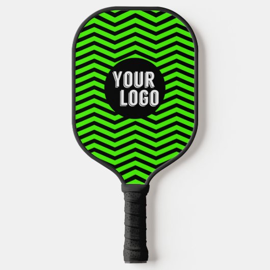Gepersonaliseerde Logo, zwart en groen, Chevron Br Pickleball Paddle (Voorkant)