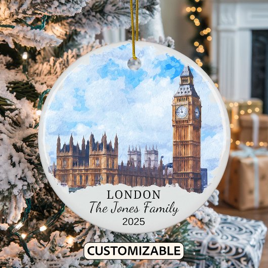 Gepersonaliseerde Londen Ornament, Engeland Keramisch Ornament