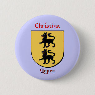 Gepersonaliseerde Lopez Historisch Schild Ronde Button 5,7 Cm