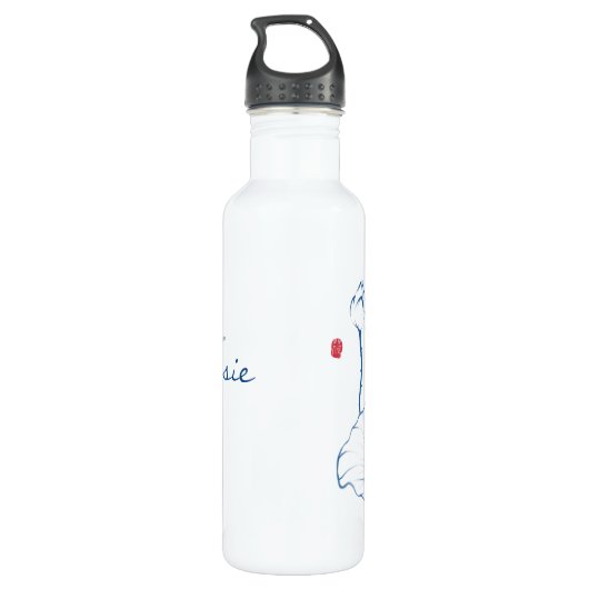 Gepersonaliseerde Lotus Chinoiserie Naam Monogram Waterfles (Achterkant)
