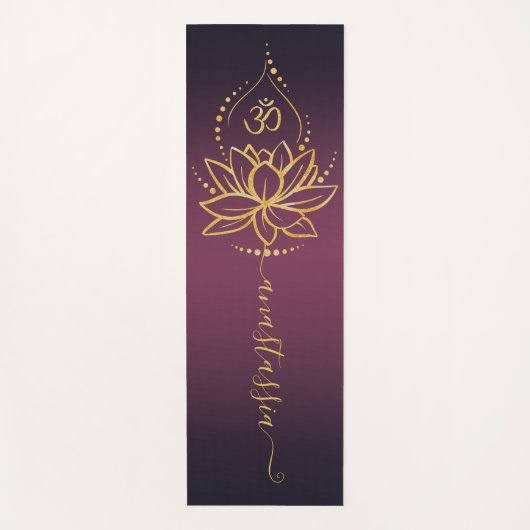 Gepersonaliseerde Lotus & OM – Custom Name Minimal Yogamat (Voorkant)
