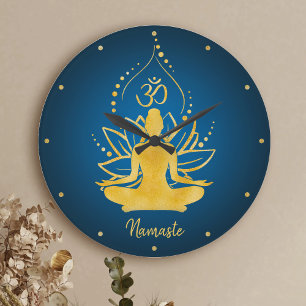 Gepersonaliseerde Lotus & Om Yoga Namaste Aangepas Grote Klok