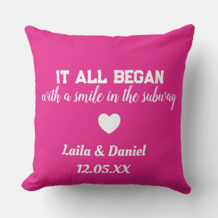 Gepersonaliseerde Love Story Subway Pillow – naam Kussen