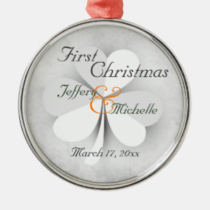 Gepersonaliseerde Lucky Clover Ierse Eerste Kerstm Metalen Ornament